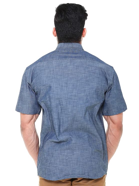 Twist99 Men's Denim Linen Half Sleeves Plus Size Size Shirt
