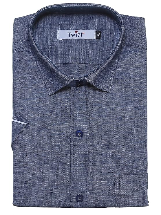 Twist99 Men's Denim Linen Half Sleeves Plus Size Size Shirt