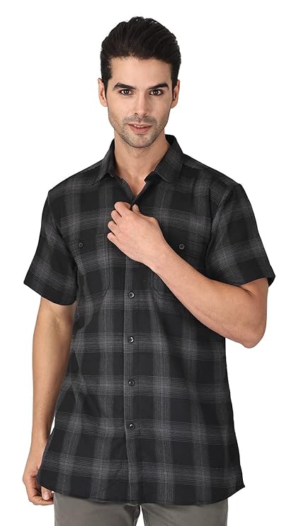 Twist99 Men's Checkered Regular Fit Half Sleeve Cotton Shirts Plus Sizes for Men
