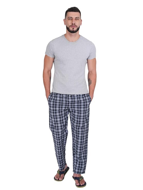 Twist99 Men's Cotton Checkered Pyjama - Elastic Waist & Drawstring - Plus Size