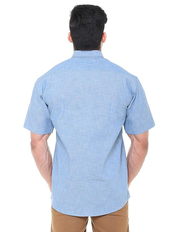 Twist99 Men's Denim Linen Half Sleeves Plus Size Size Shirt