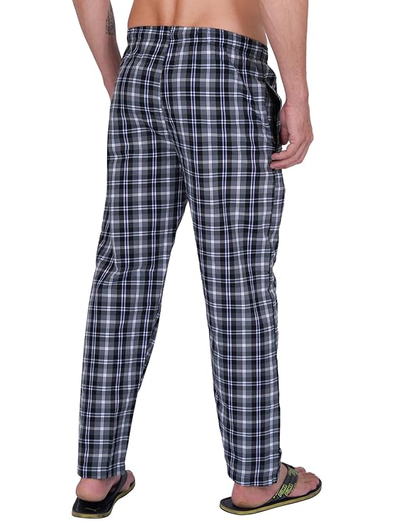 Twist99 Men's Cotton Checkered Pyjama - Elastic Waist & Drawstring - Plus Size