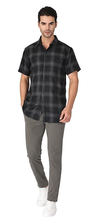 Twist99 Men's Checkered Regular Fit Half Sleeve Cotton Shirts Plus Sizes for Men