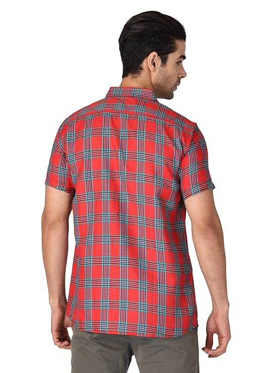 Twist99 Men's Checkered Regular Fit Half Sleeve Cotton Shirts Plus Sizes for Men