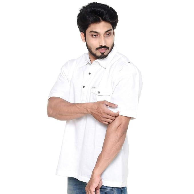 Twist99 Mens Cotton Linen Half Sleeve Plus Size Short Kurta