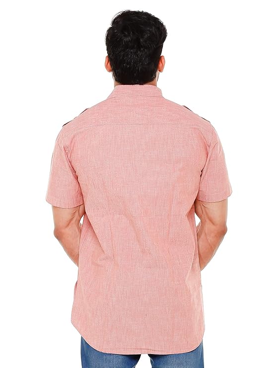 Twist99 Mens Cotton Linen Half Sleeve Plus Size Short Kurta