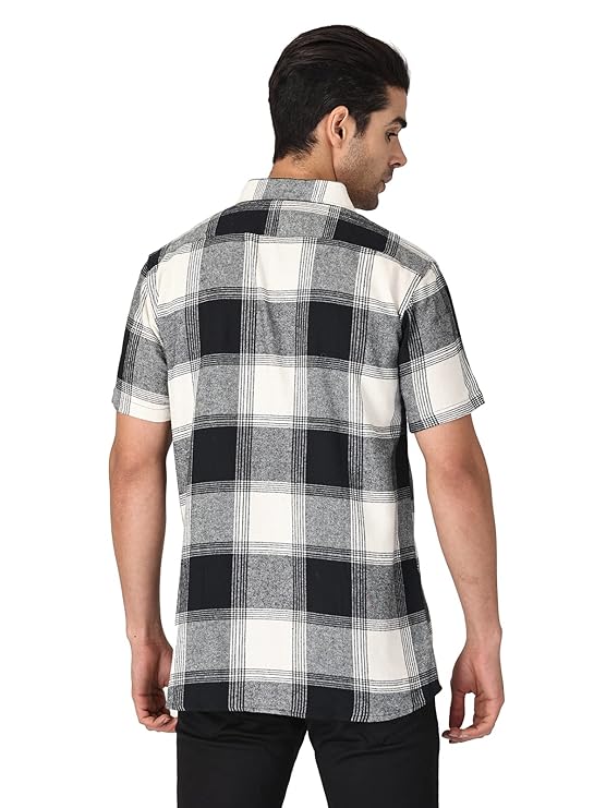 Twist99 Men's Checkered Regular Fit Half Sleeve Cotton Shirts Plus Sizes for Men