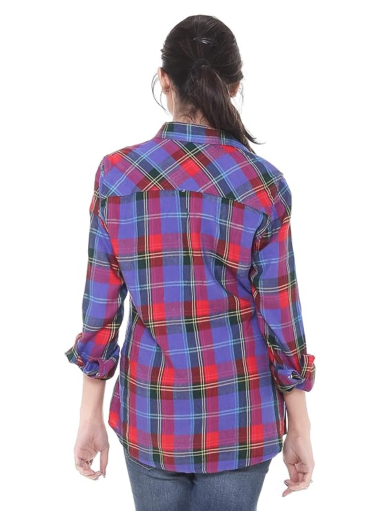 Twist99 Women's Wear Elegant Viscose Fabric Full Sleeve Multicolor Checkered Shirt - Casual Plaid Shirt for Women
