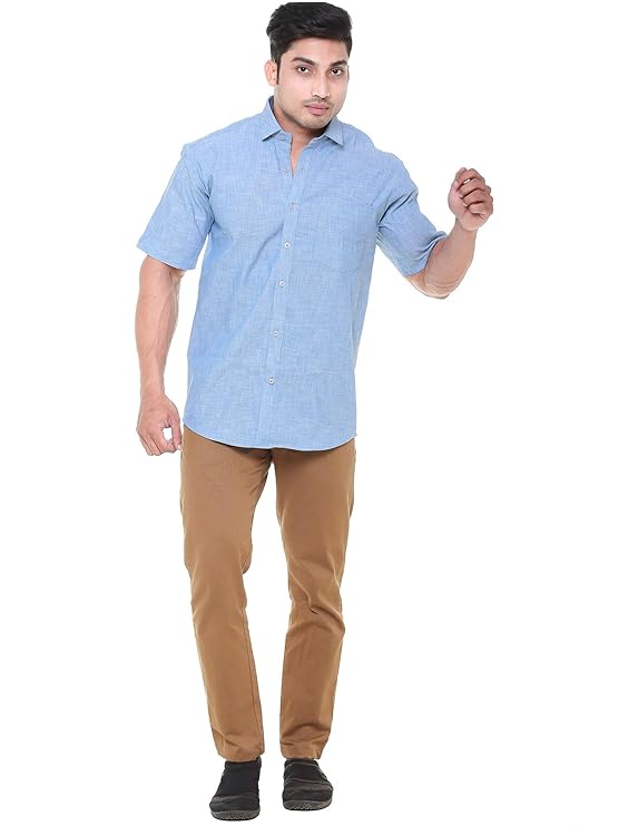 Twist99 Men's Denim Linen Half Sleeves Plus Size Size Shirt