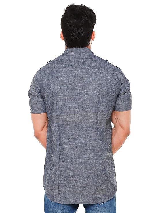 Twist99 Mens Cotton Linen Half Sleeve Plus Size Short Kurta