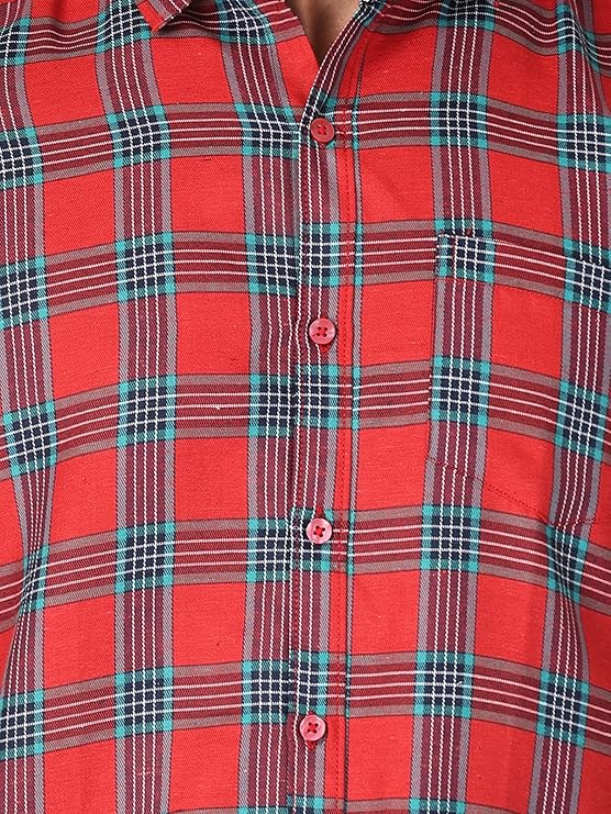 Twist99 Men's Checkered Regular Fit Half Sleeve Cotton Shirts Plus Sizes for Men