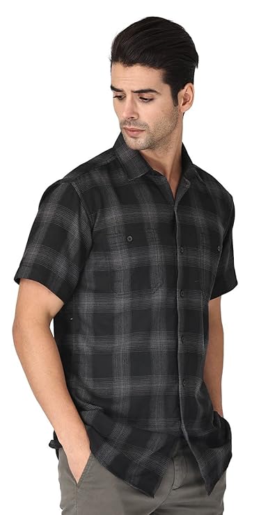 Twist99 Men's Checkered Regular Fit Half Sleeve Cotton Shirts Plus Sizes for Men