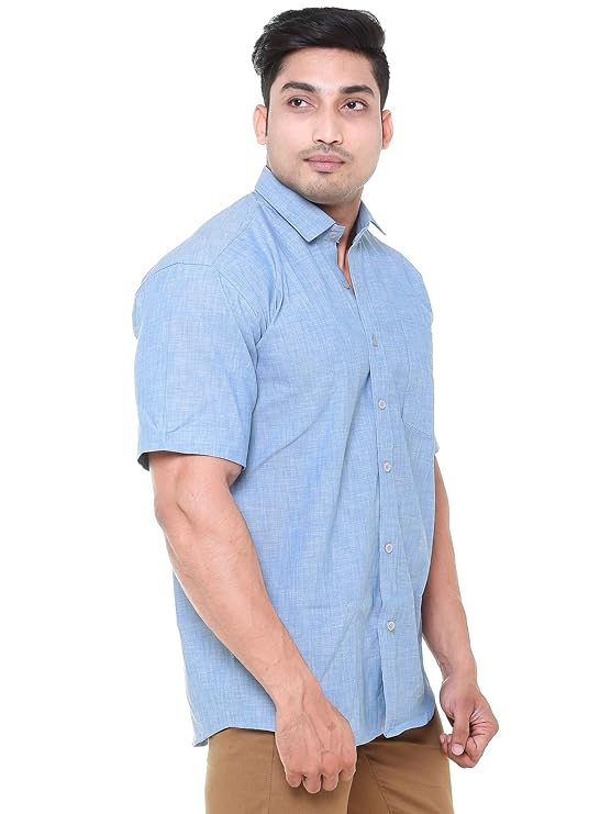 Twist99 Men's Denim Linen Half Sleeves Plus Size Size Shirt