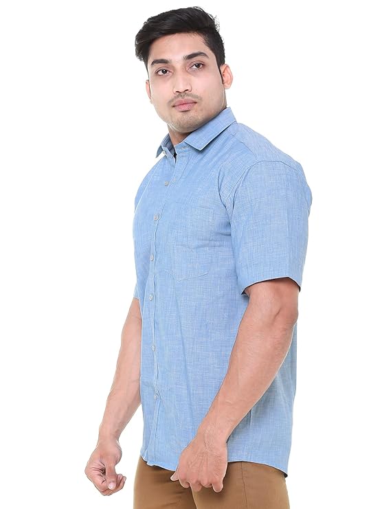Twist99 Men's Denim Linen Half Sleeves Plus Size Size Shirt