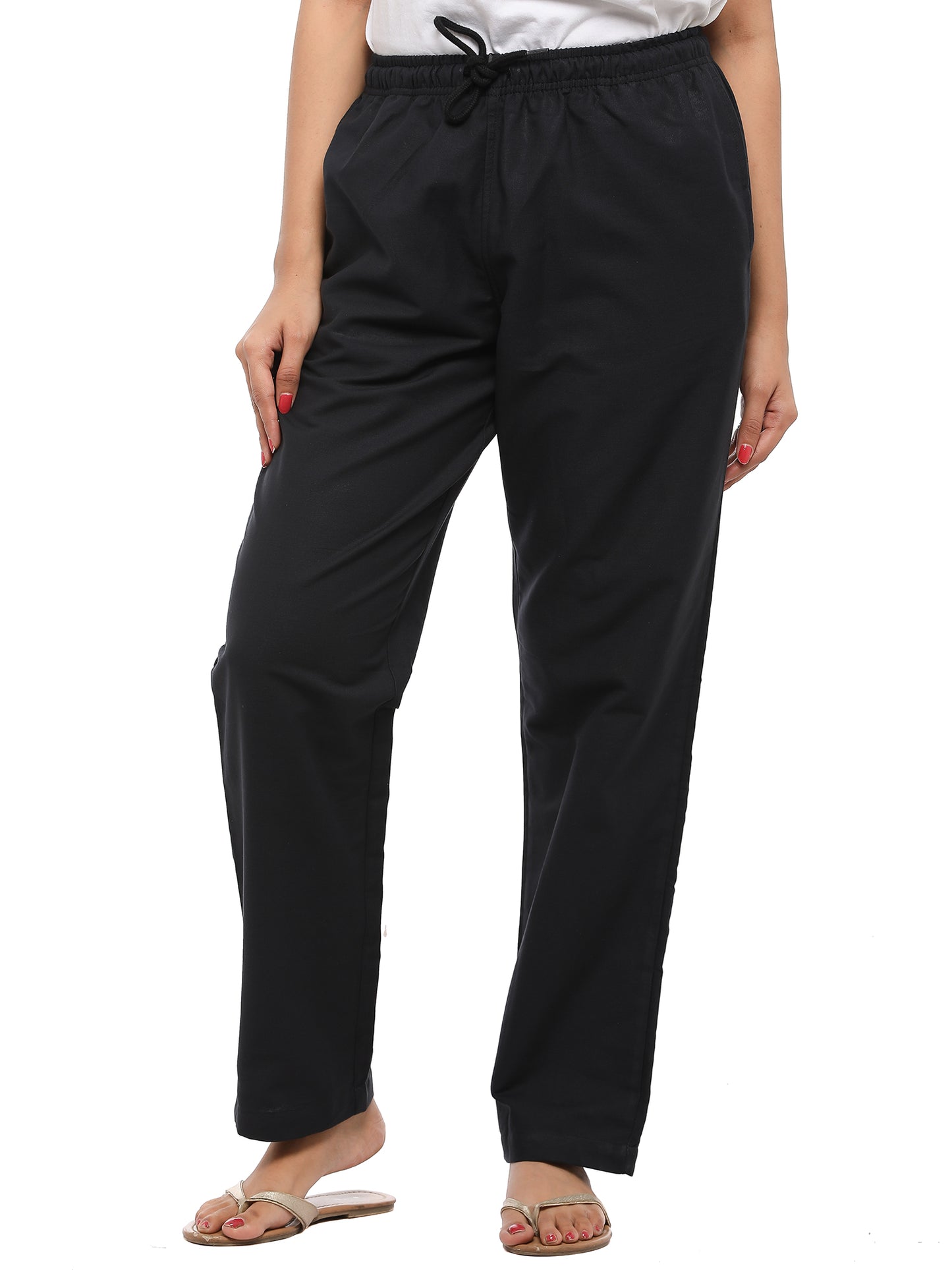 Twist99 Women's Cotton Linen Solid Lounge Bottom Plus Size Pant Pyjamas for Women Sleepwear Regular Fit Casual Trousers ( Black )Plus Size (S To 8XL)(30 To 56)