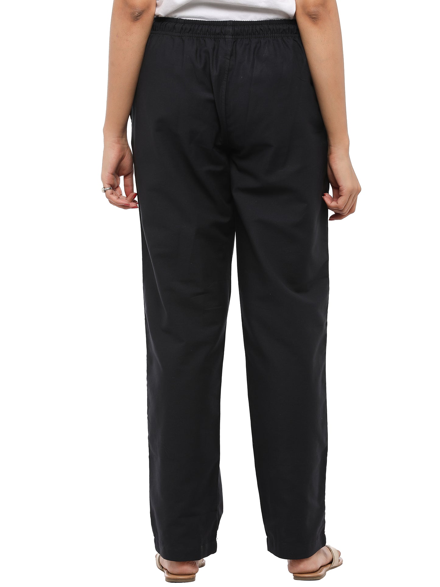 Twist99 Women's Cotton Linen Solid Lounge Bottom Plus Size Pant Pyjamas for Women Sleepwear Regular Fit Casual Trousers ( Black )Plus Size (S To 8XL)(30 To 56)