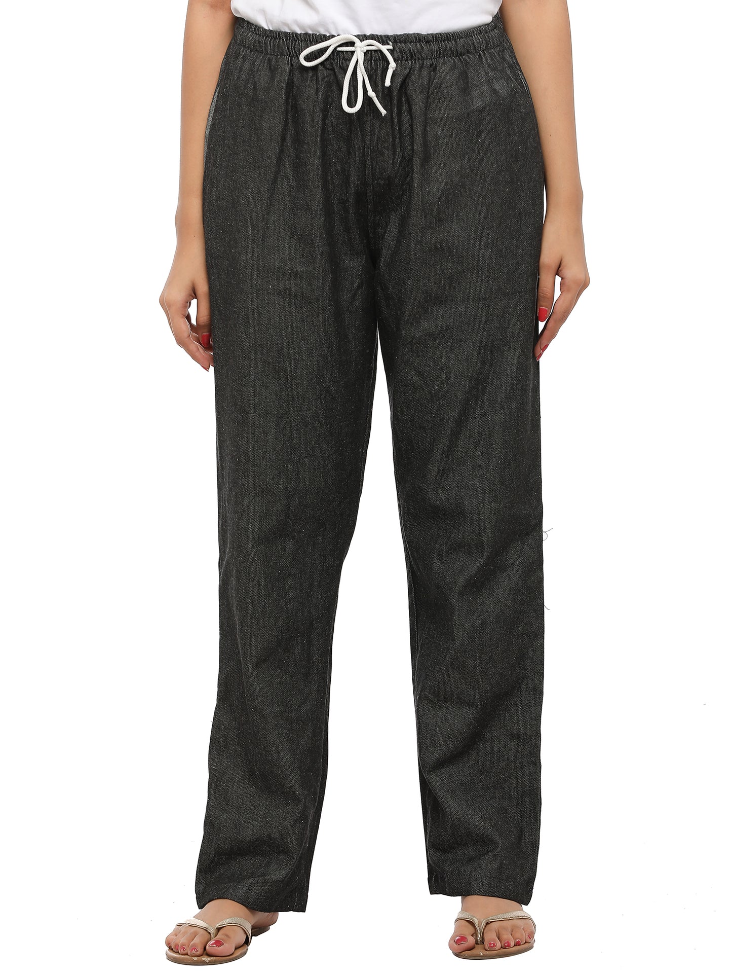 Twist99 Women's Cotton Linen Solid Lounge Bottom Plus Size Pant Pyjamas for Women Sleepwear Regular Fit Casual Trousers ( Grey Denim)Plus Size (S To 8XL)(30 To 56)