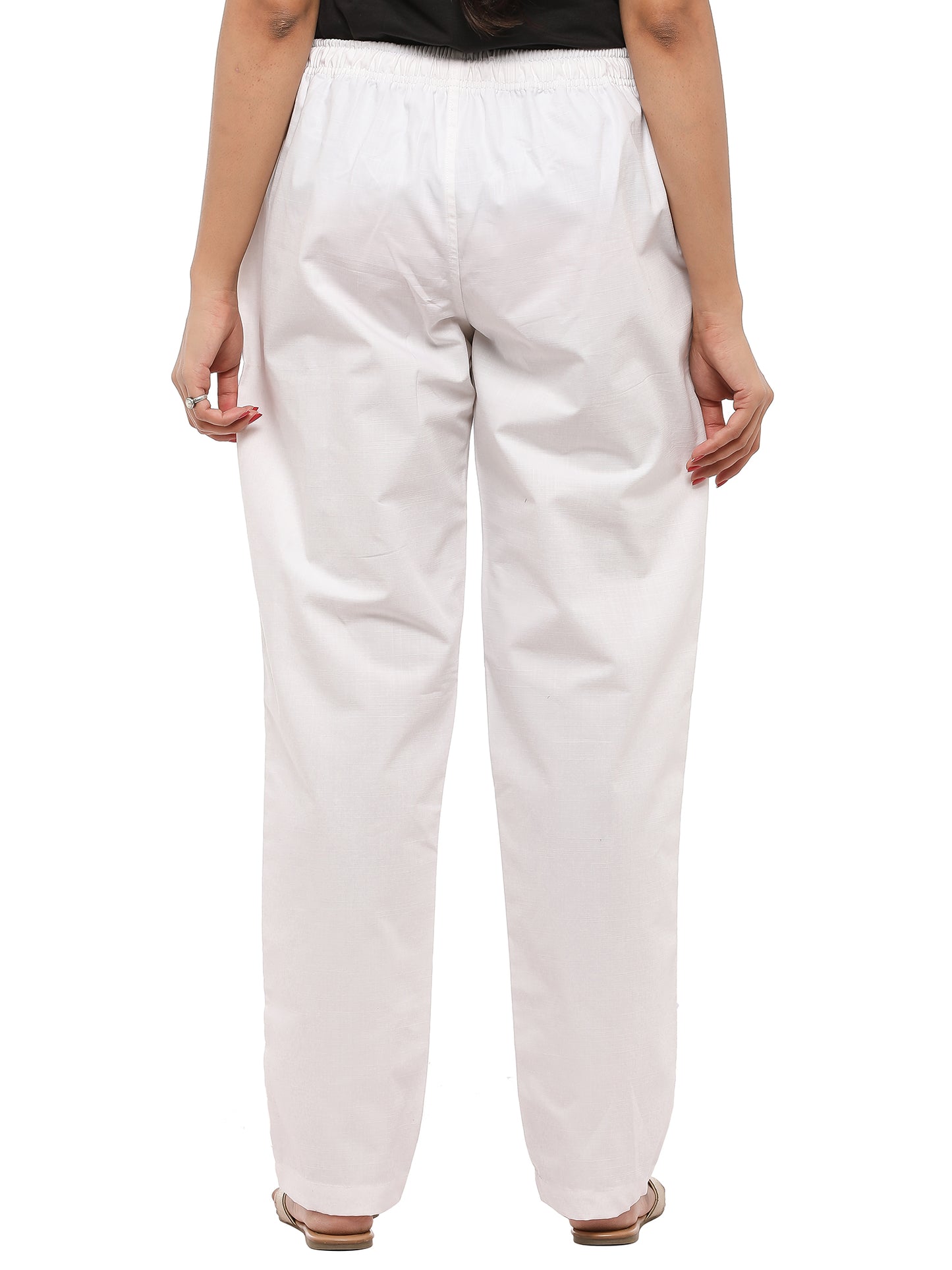 Twist99 Women's Cotton Linen Solid Lounge Bottom Plus Size Pant Pyjamas for Women Sleepwear Regular Fit Casual Trousers (White ) Plus Size (S To 8XL)(30 To 56)