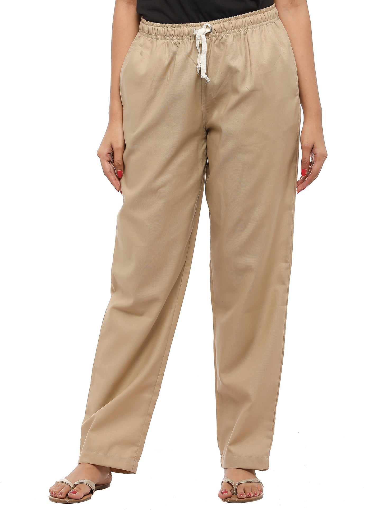 Twist99 Women's Cotton Linen Solid Lounge Bottom Plus Size Pant Pyjamas for Women Sleepwear Regular Fit Casual Trousers (Beige) Plus Size (S To 8XL)(30 To 56)