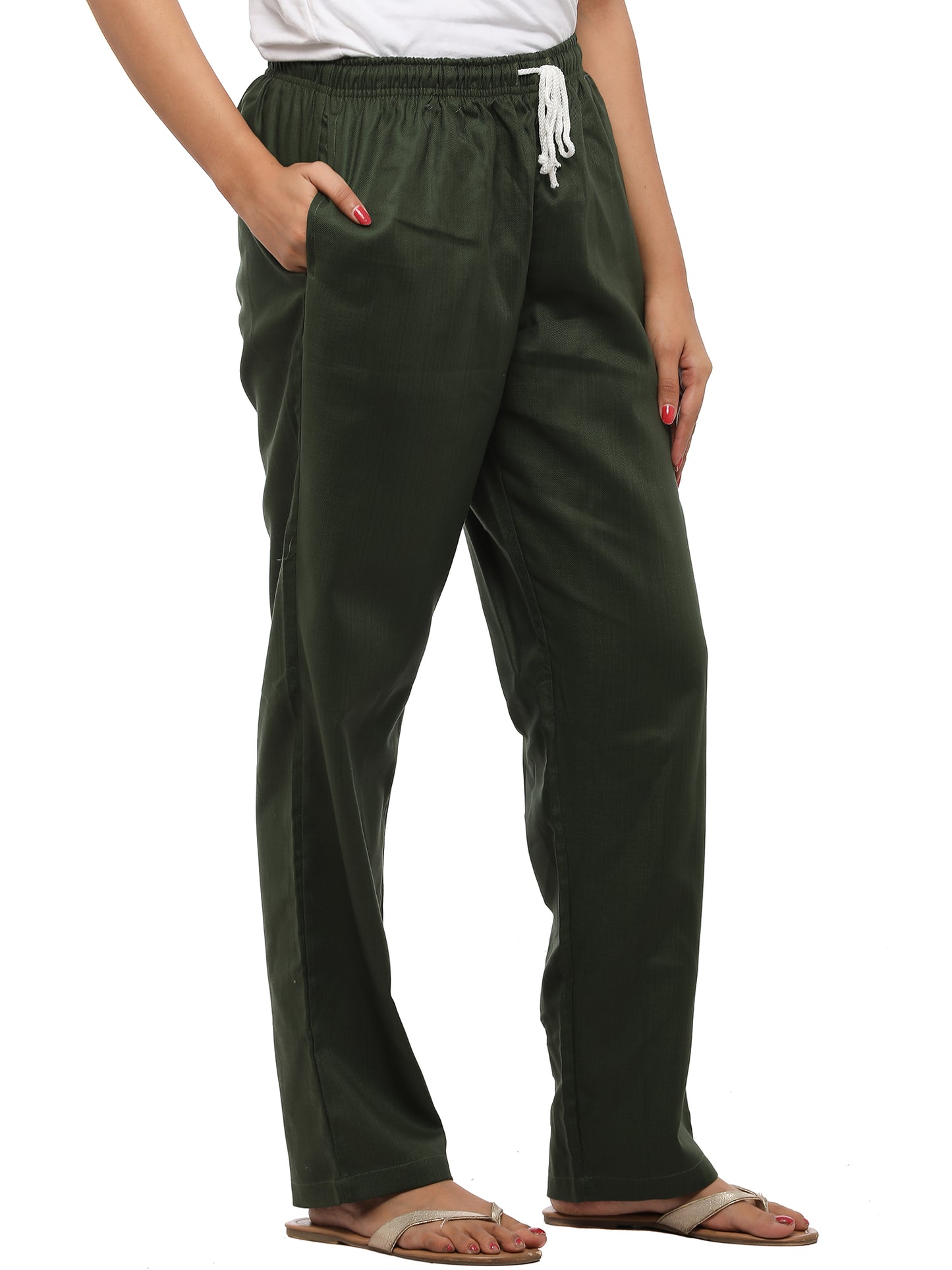 Twist99 Women's Cotton Linen Solid Lounge Bottom Plus Size Pant Pyjamas for Women Sleepwear Regular Fit Casual Trousers (Green)Plus Size(S To 8XL)(30 To 56)
