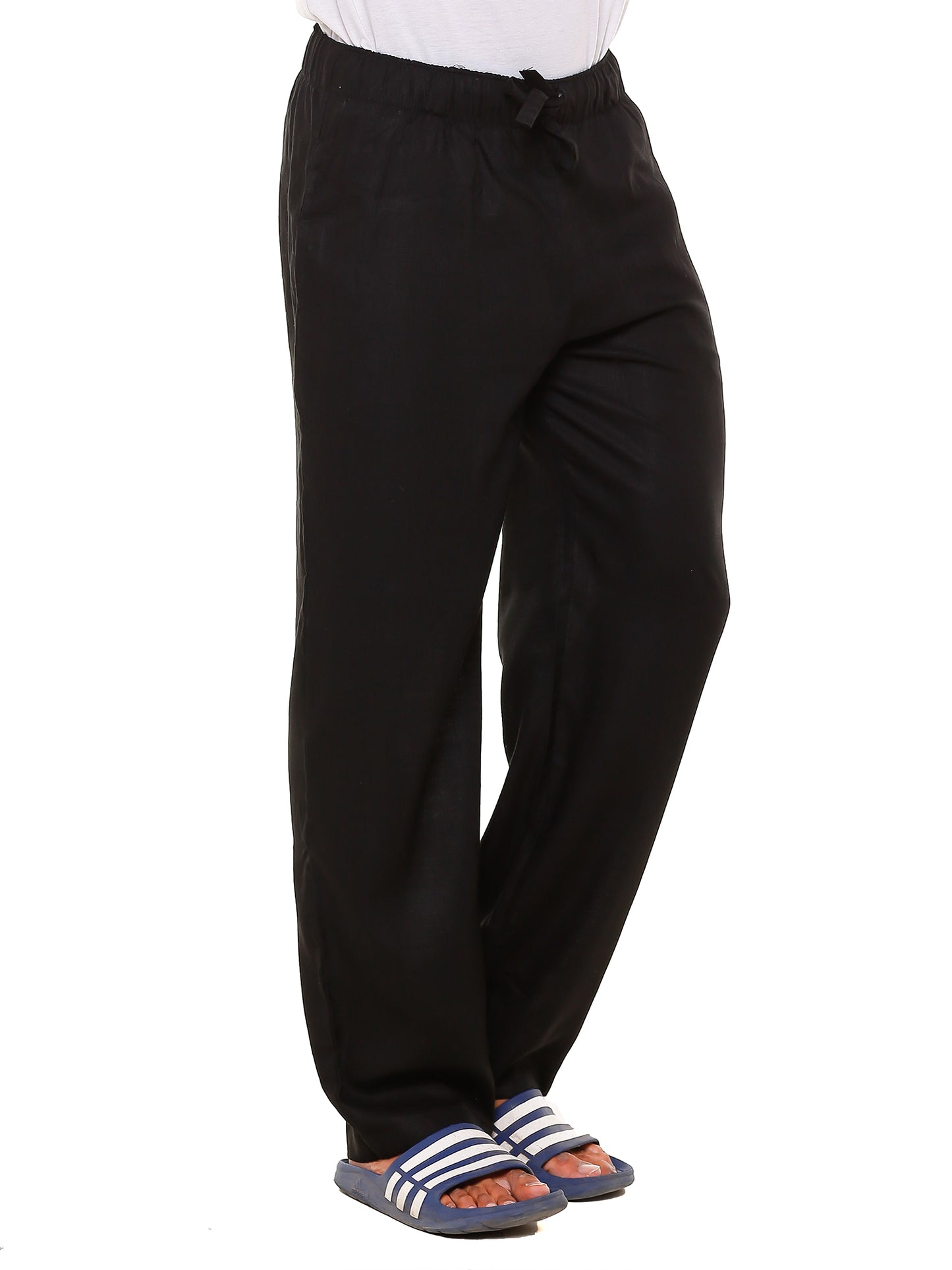 Twist99 Mens Linen Casual Pants Lightweight Solid Plus Size Pyjama Beach Pants Elastic Waist Jogger Yoga Summer Pyjama (Black,)Plus Size (S To 8XL)(30 To 56)