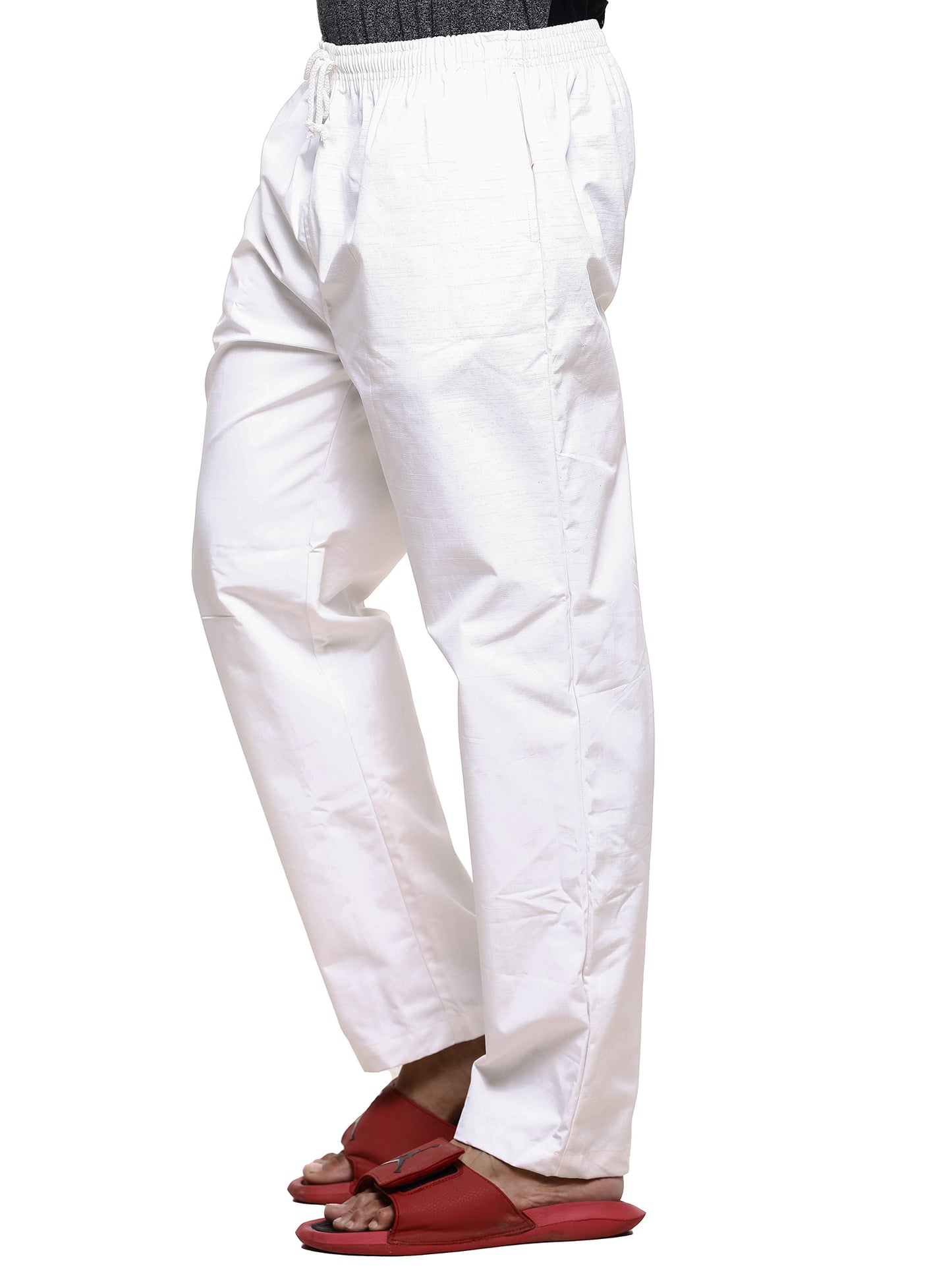 Twist99 Mens Linen Casual Pants Lightweight Solid Plus Size Pyjama Beach Pants Elastic Waist Jogger Yoga Summer Pyjama (White,)Plus Size (S To 8XL)(30 To 56)