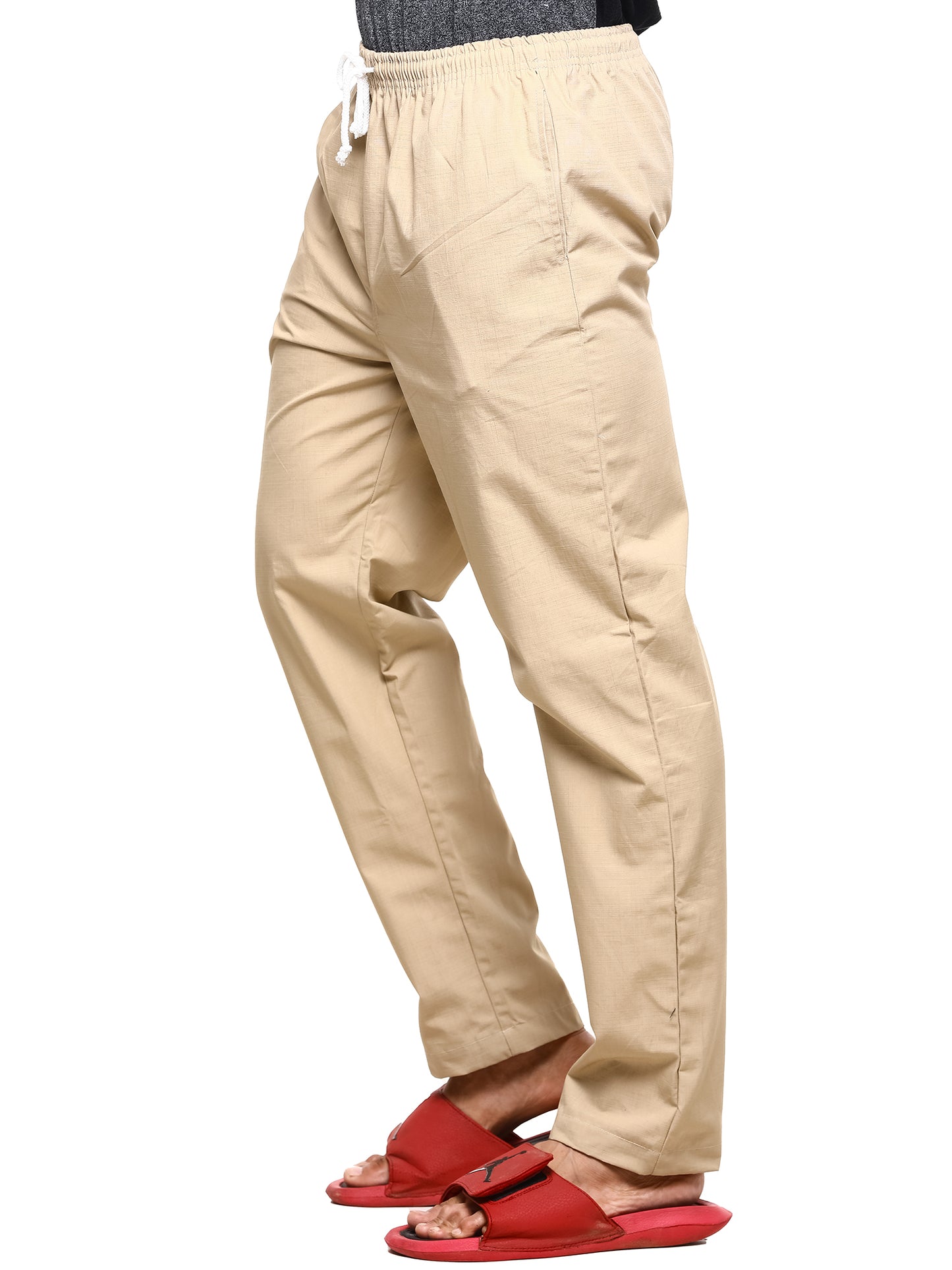 Twist99 Mens Linen Casual Pants Lightweight Solid Plus Size Pyjama Beach Pants Elastic Waist Jogger Yoga Summer Pyjama (Beige,)