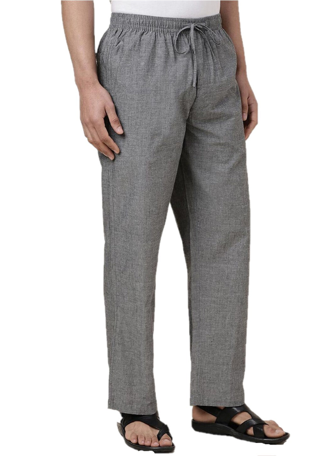 Twist99 Mens Linen Casual Pants Lightweight Solid Plus Size Pyjama Beach Pants Elastic Waist Jogger Yoga Summer Pyjama (Grey Denim,)Plus Size (S To 8XL)(30 To 56)