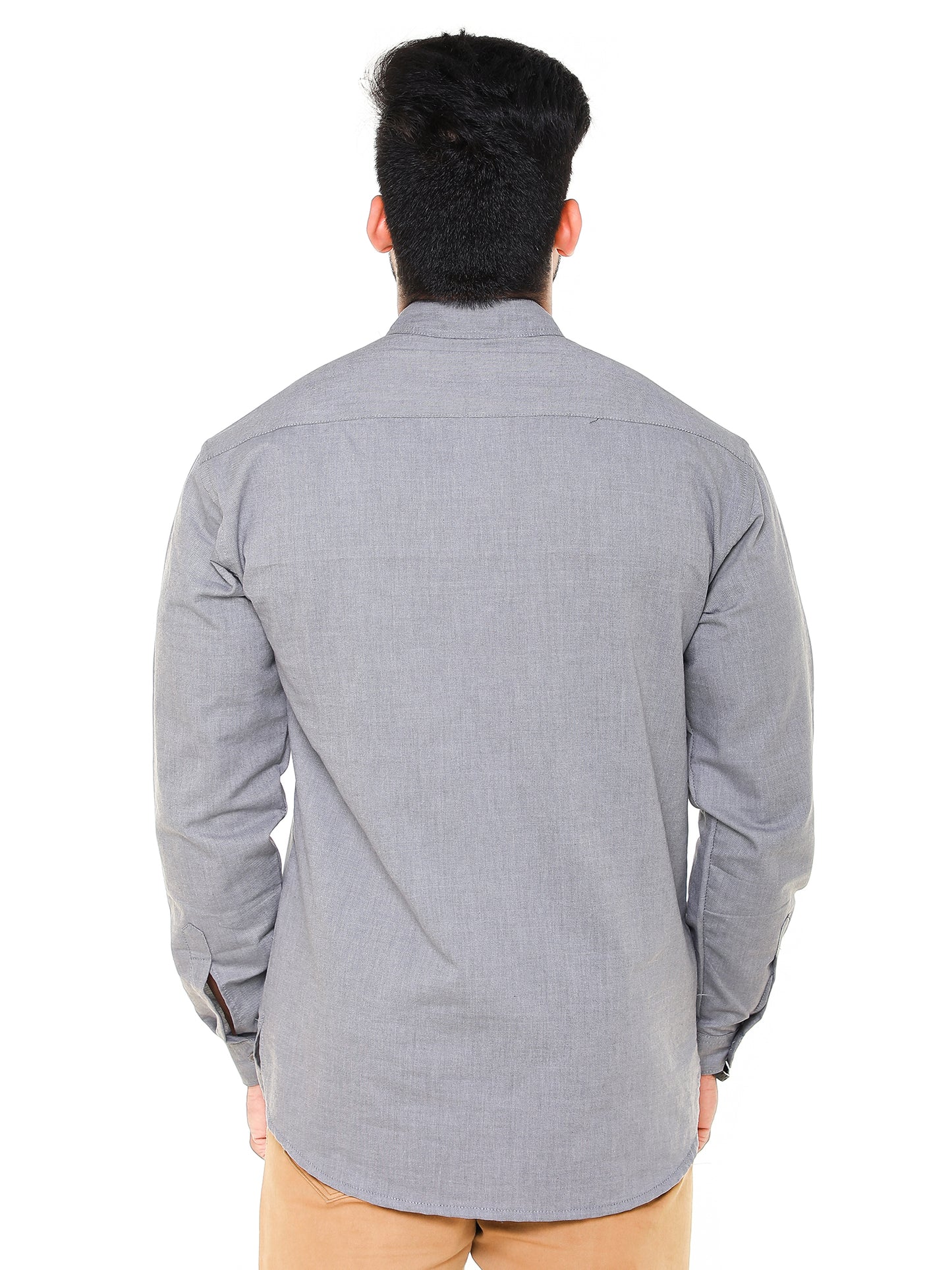Twist99 Men's Linen Chinese Collar Full Sleeve Plus Size Short Kurta(Grey)