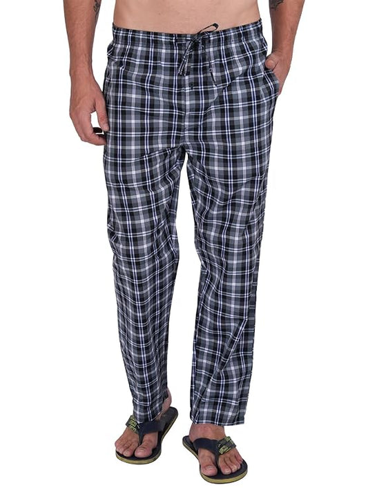 Twist99 Men's Cotton Checkered Pyjama - Elastic Waist & Drawstring - Plus Size