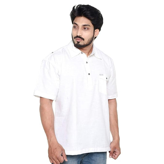 Twist99 Mens Cotton Linen Half Sleeve Plus Size Short Kurta