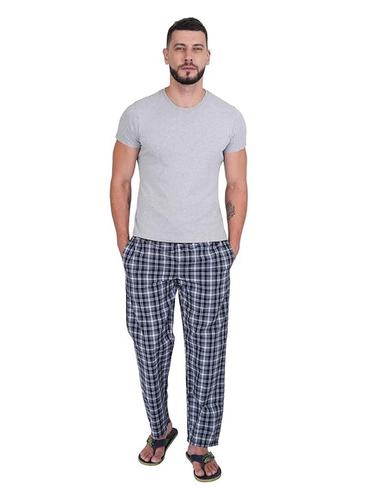 Twist99 Men's Cotton Checkered Pyjama - Elastic Waist & Drawstring - Plus Size