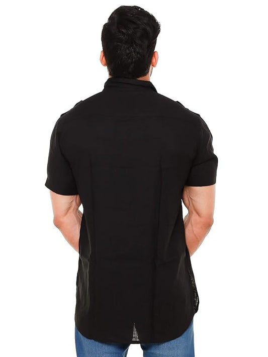 Twist99 Mens Cotton Linen Half Sleeve Plus Size Short Kurta