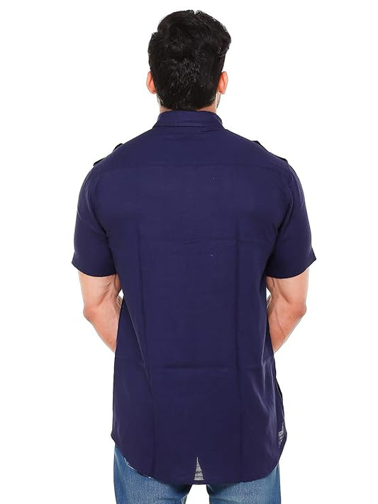 Twist99 Mens Cotton Linen Half Sleeve Plus Size Short Kurta