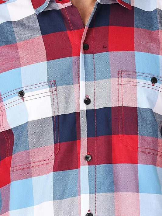 Twist99 Men's Checkered Regular Fit Half Sleeve Cotton Shirts Plus Sizes for Men