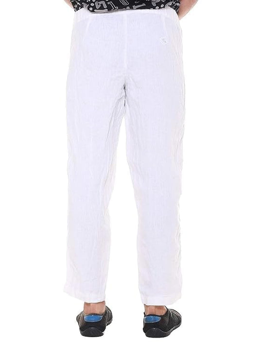 Twist Men’s Plus Size White Linen Pants | Pure Linen Straight Fit Pyjama | Casual Summer Trousers | Breathable Semi-Casual Dress Pants | Beachwear Slim Fit Look