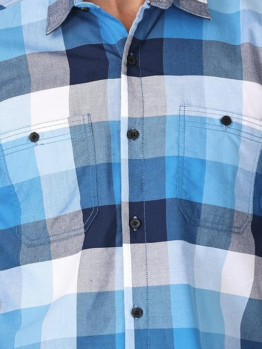 Twist99 Men's Checkered Regular Fit Half Sleeve Cotton Shirts Plus Sizes for Men