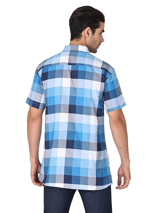 Twist99 Men's Checkered Regular Fit Half Sleeve Cotton Shirts Plus Sizes for Men
