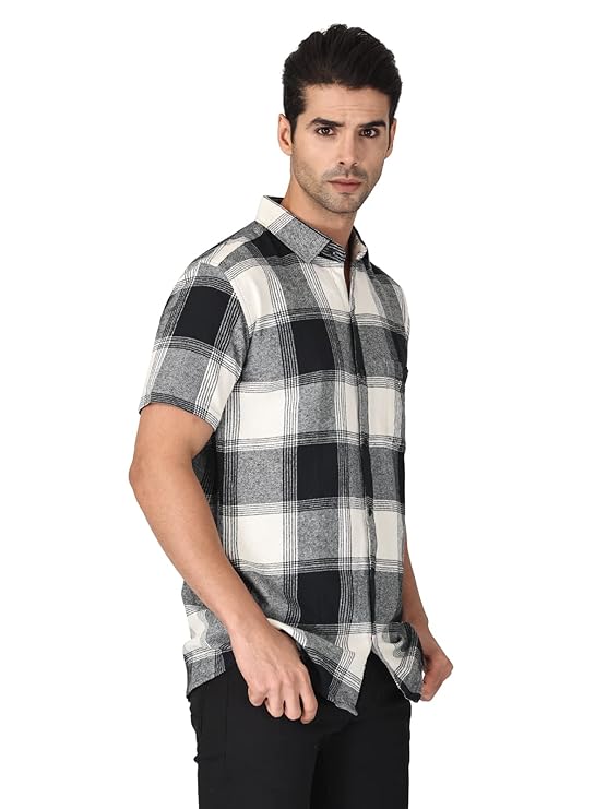 Twist99 Men's Checkered Regular Fit Half Sleeve Cotton Shirts Plus Sizes for Men