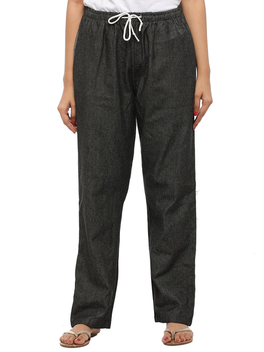 Twist99 Women's Cotton Linen Solid Lounge Bottom Plus Size Pant Pyjamas for Women Sleepwear Regular Fit Casual Trousers ( Grey Denim)Plus Size (S To 8XL)(30 To 56)