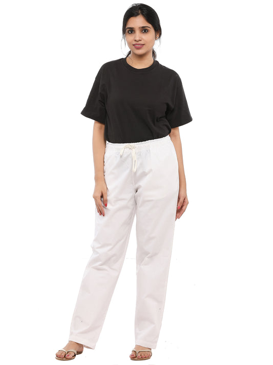 Twist99 Women's Cotton Linen Solid Lounge Bottom Plus Size Pant Pyjamas for Women Sleepwear Regular Fit Casual Trousers (White ) Plus Size (S To 8XL)(30 To 56)