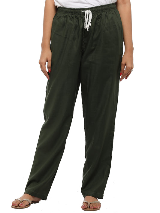 Twist99 Women's Cotton Linen Solid Lounge Bottom Plus Size Pant Pyjamas for Women Sleepwear Regular Fit Casual Trousers (Green)Plus Size(S To 8XL)(30 To 56)