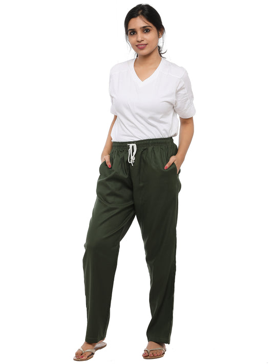 Twist99 Women's Cotton Linen Solid Lounge Bottom Plus Size Pant Pyjamas for Women Sleepwear Regular Fit Casual Trousers (Green)Plus Size(S To 8XL)(30 To 56)
