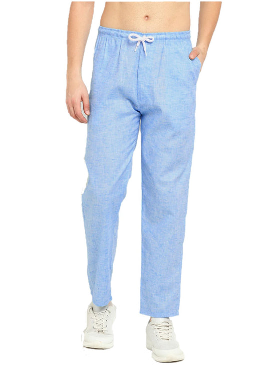 Twist99 Mens Linen Casual Pants Lightweight Solid Plus Size Pyjama Beach Pants Elastic Waist Jogger Yoga Summer Pyjama (Sky blue Chambray)Plus Size (S To 8XL)(30 To 56)