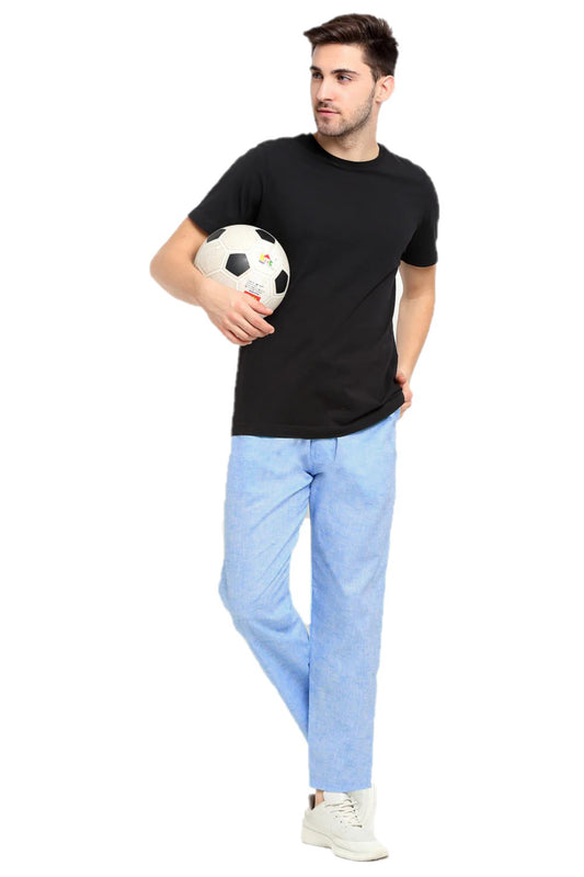 Twist99 Mens Linen Casual Pants Lightweight Solid Plus Size Pyjama Beach Pants Elastic Waist Jogger Yoga Summer Pyjama (Sky blue Chambray)Plus Size (S To 8XL)(30 To 56)