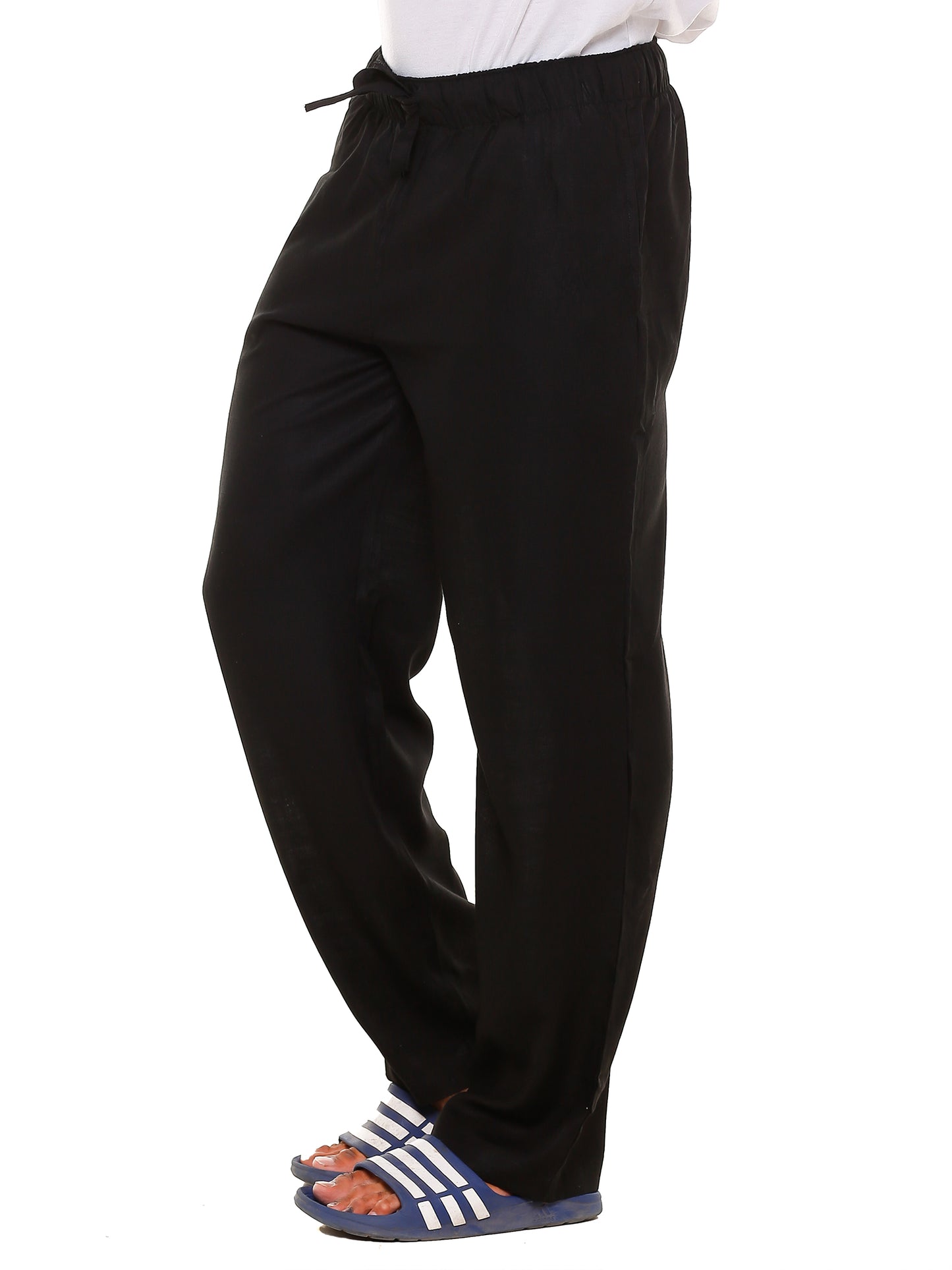 Twist99 Mens Linen Casual Pants Lightweight Solid Plus Size Pyjama Beach Pants Elastic Waist Jogger Yoga Summer Pyjama (Black,)Plus Size (S To 8XL)(30 To 56)